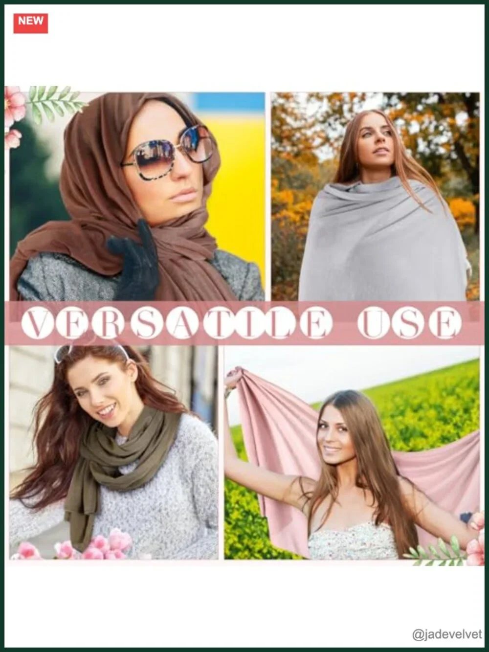 6 Pack Hijab Scarves Jersey Soft Long Scarf Wrap Muslim Shawl